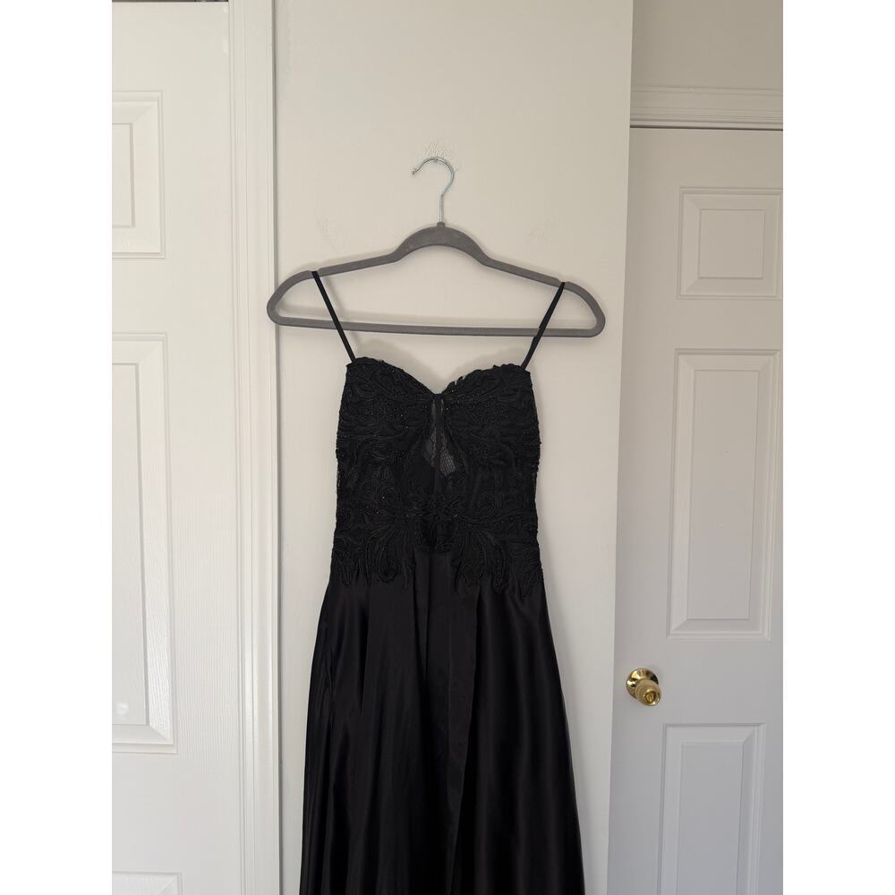 Y2K Corset Whimsigoth/Whimsygoth Black Satin Gown - Picture 2 of 7